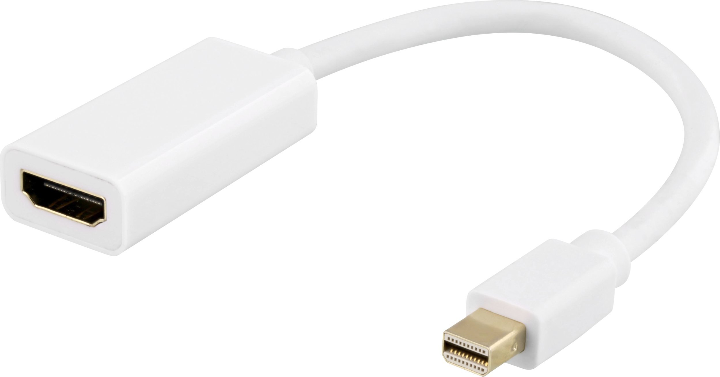 Deltaco DP-HDMI46, 0.2 m, Mini DisplayPort, HDMI Type A (Standard), Male, Female, Straight