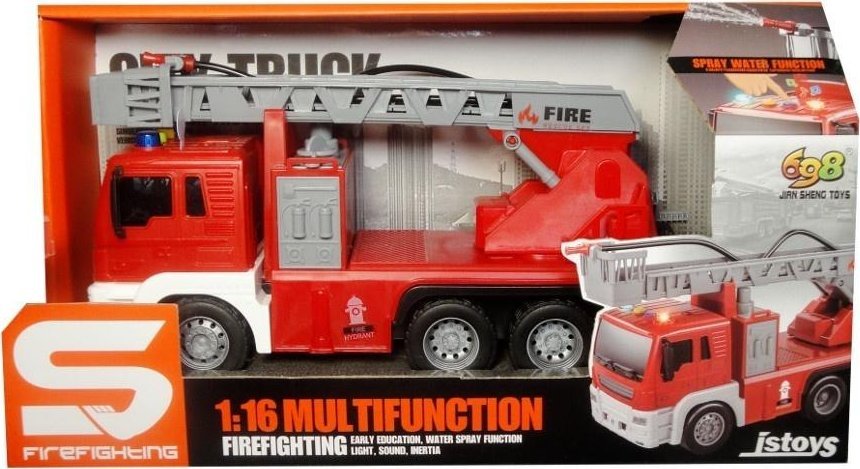 Straż pożarna na baterie sikająca wodą