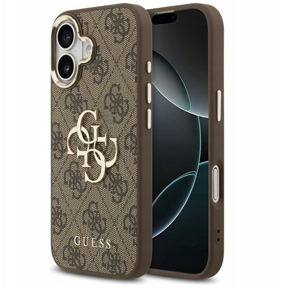 Guess Etui 4G Big 4G Classic Logo do iPhone 17 brązowy złoty