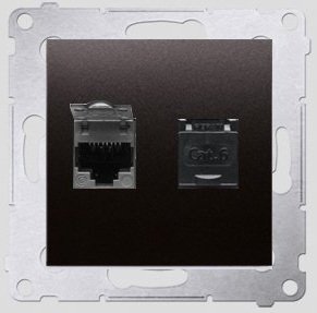 Kontakt-Simon Gniazdo komputerowe SIMON54 podwójne 2xRJ45 kat.6 z przesłoną antracyt - D62.01/48