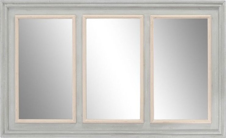 Bigbuy Home Lustro ścienne Home ESPRIT Biały Szary Drewno 150 x 5 x 90 cm