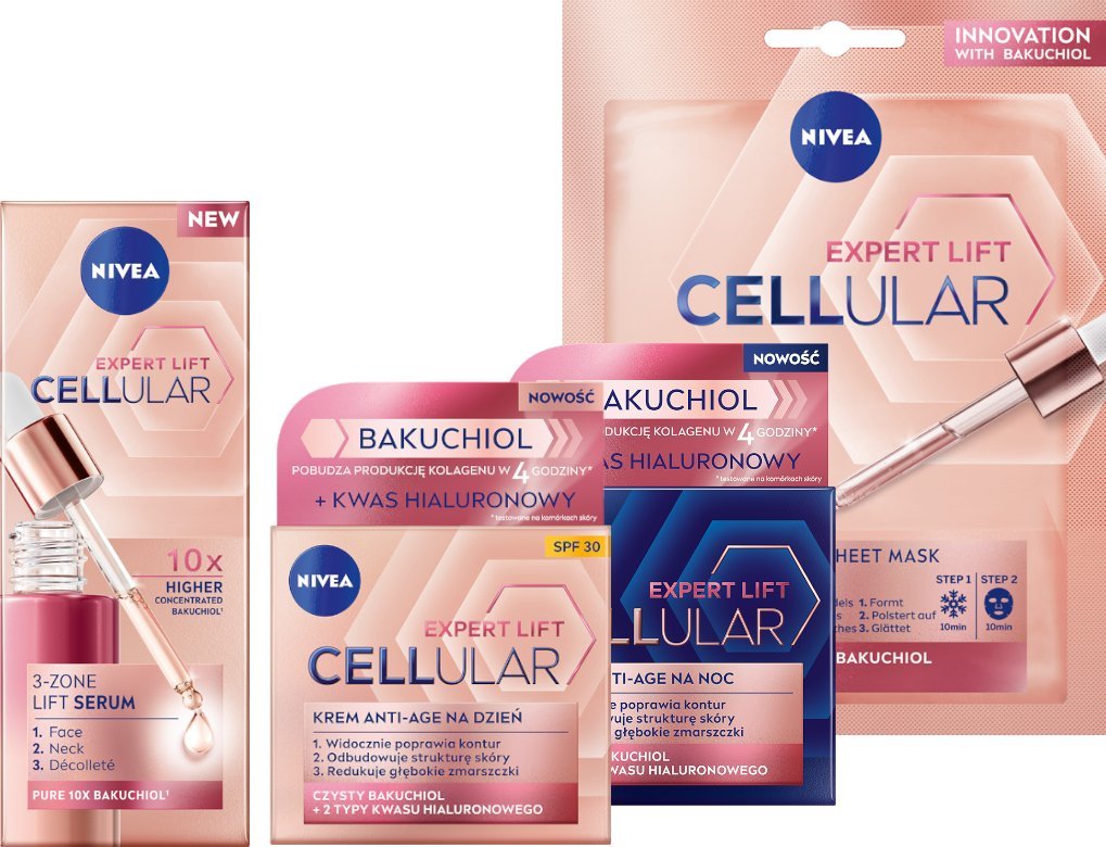 NIVEA CELLULAR EXPERT LIFT Serum liftingujące Krem na zmarszczki x2 Maska