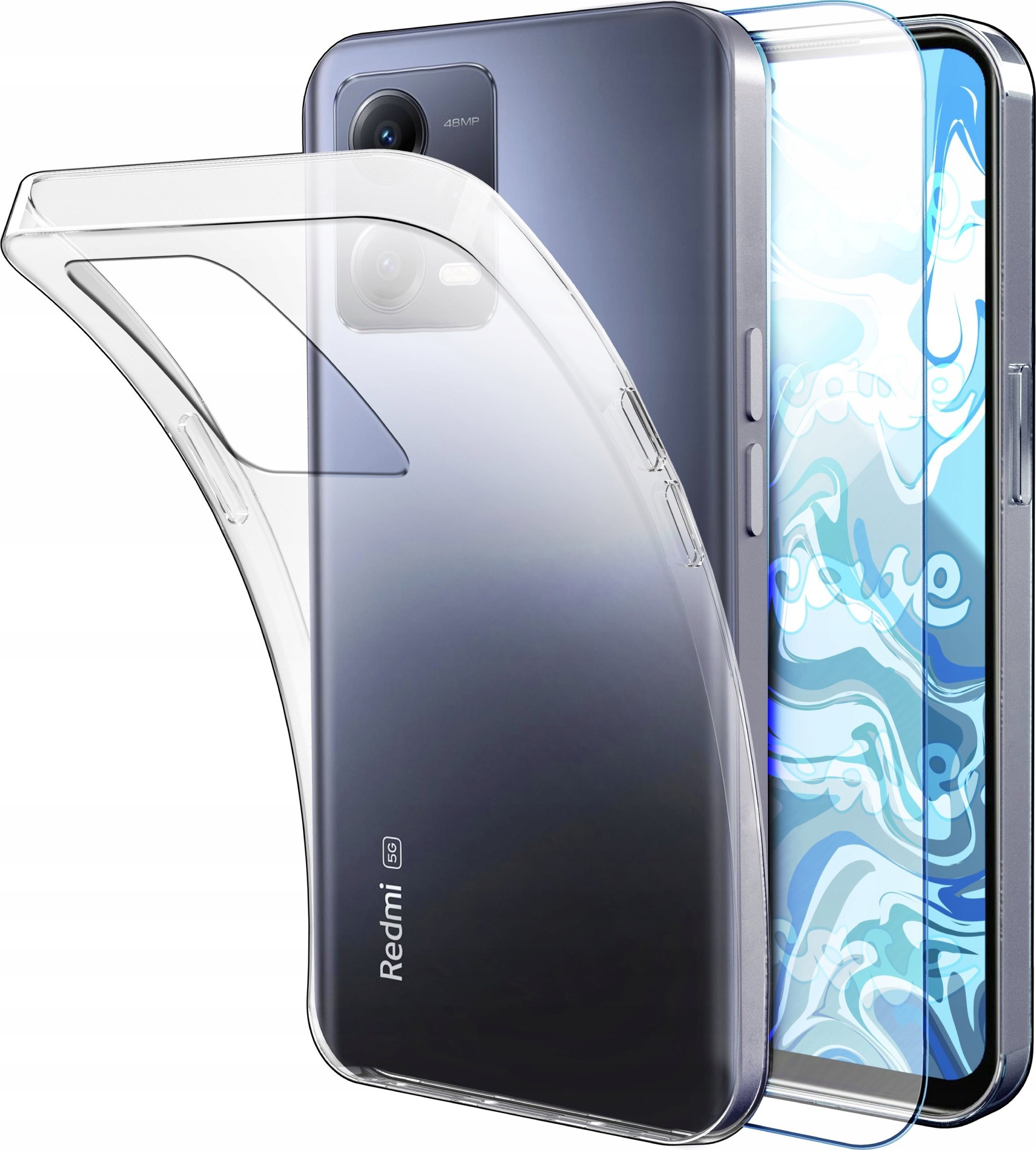 Etui Do Xiaomi Redmi Note 12 5G / Poco X5 (Przezroczyste, Silikon) Szkło