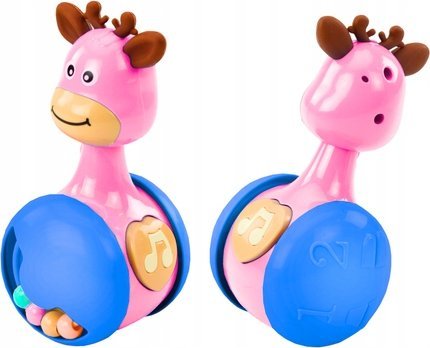 LeanToys Wańka Wstańka Jelonek Koraliki Piszczałka Różowy