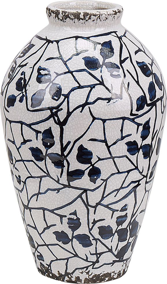 Shumee Wazon na kwiaty 20 cm biały z niebieskim MALLIA