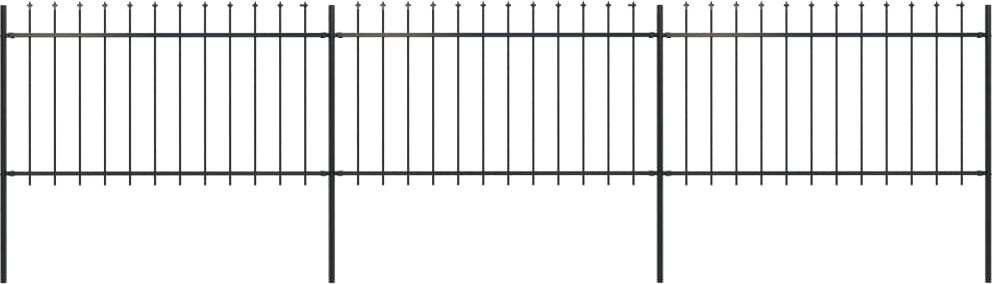 vidaXL Ogrodzenie z prętów z grotami, stalowe, 5,1 x 1 m, czarne