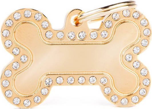 Zawieszka Adresówka Identyfikator z grawerem dla psa i kota duża złota kość glam