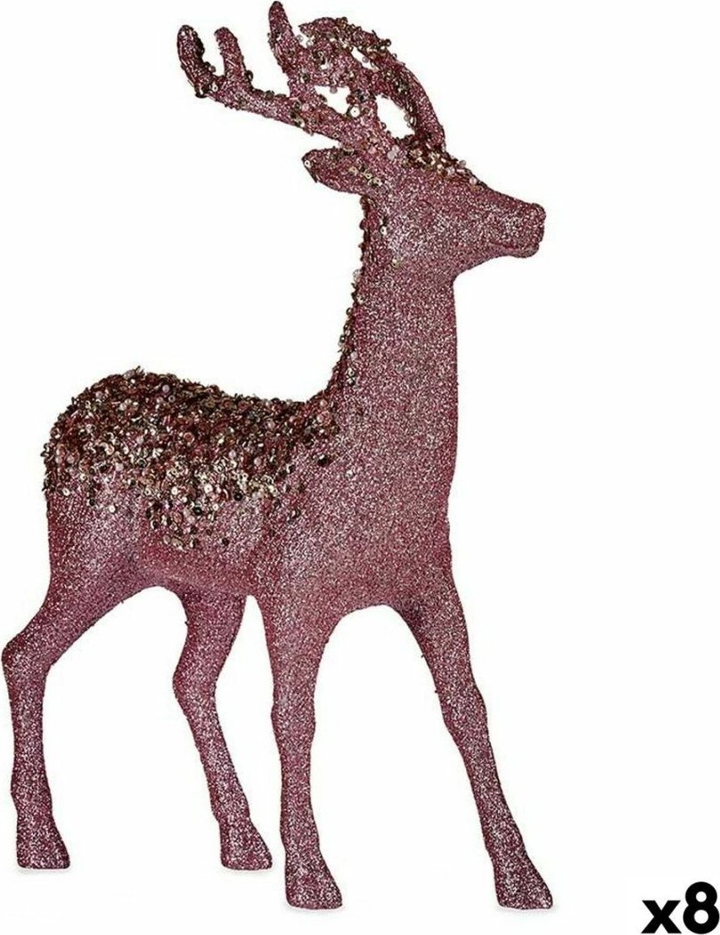 Dekoracja świąteczna Krist+ Figurka Dekoracyjna Świąteczny renifer Różowy Plastikowy 15 x 45 x 30 cm (8 Sztuk)