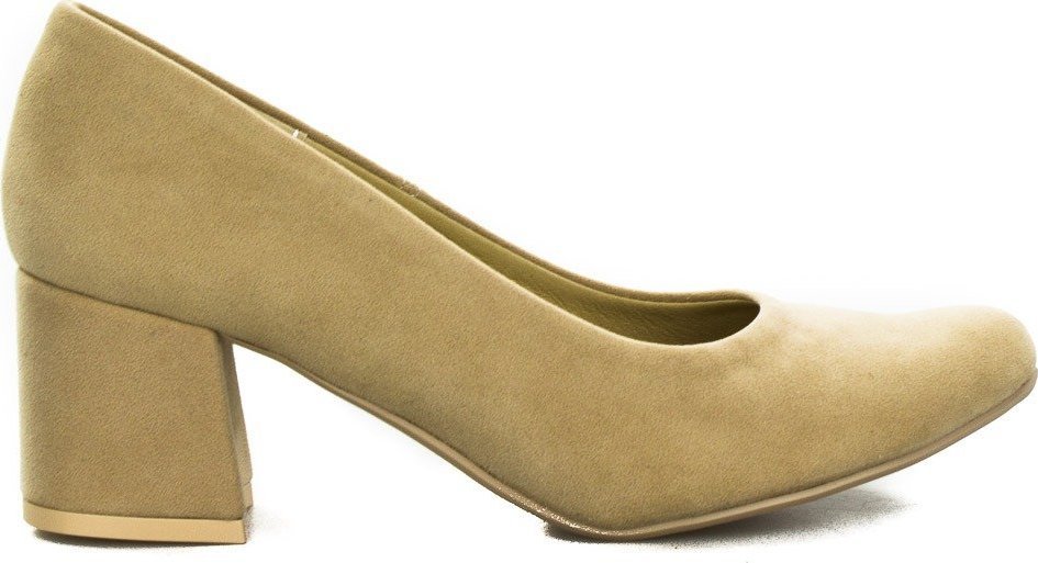 Basieńka Czółenka na klocku eko zamszowe ciemne beżowe Basieńka-37