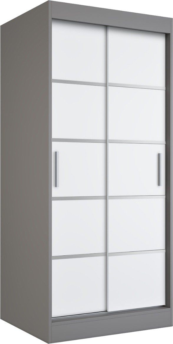 MKPOL Szafa przesuwna MODUO COMFORT 90 antracyt/biała mat z listwami