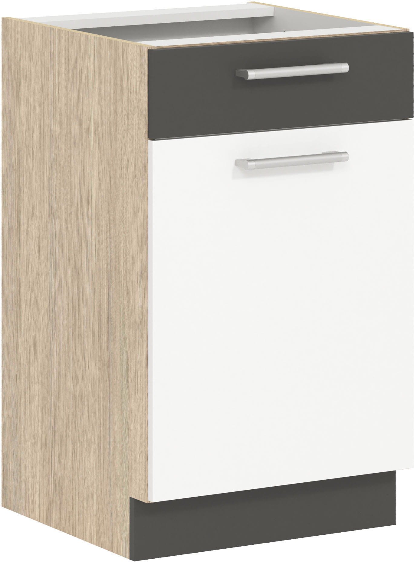 Szafka dolna kuchenna z szufladą MODENA MD15/D50S1 biały połysk / grafit
