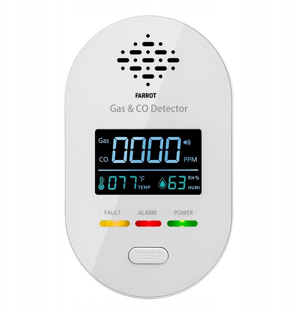 czujnik detektor gazu ziemnego, lpg, tlenku węgla co czadu, temperatura , wilgotność 4w1