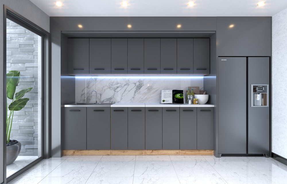 Kuchnia Z Blatem Modułowa Pojemna Vero 2.6m Wotan Szary Mat San Sebastian