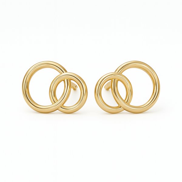 Złote Kolczyki Sztyfty Przeplatające Okręgi KL.02969