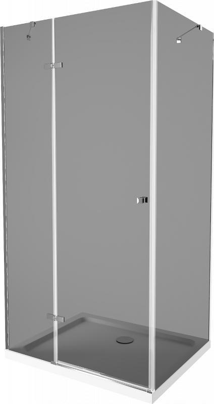 Mexen Mexen Roma kabina prysznicowa uchylna 90 x 120 cm, grafit, chrom + brodzik Flat, biały - 854-090-120-01-40-4010