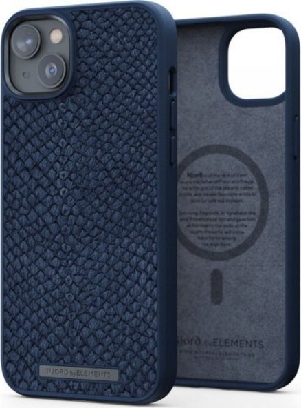 Njord by Elements Etui ze skóry łososia do iPhone 14 Plus niebieski