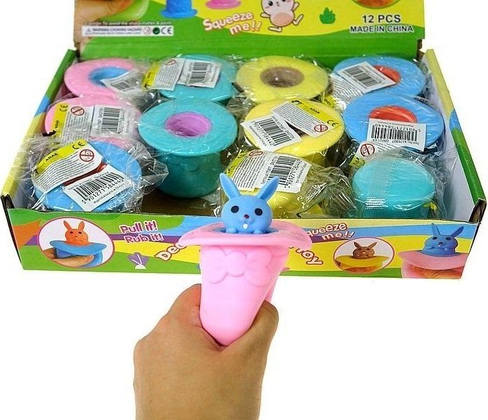 Gniotek królik w kapeluszu (12szt)