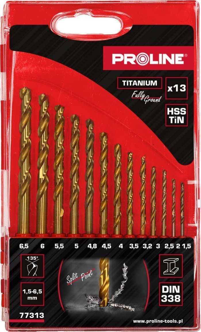 Wiertło Pro-Line WIERTŁA DO METAL HSSTIN DIN338 SZLIF.13SZT(1.5-6.5MM)PROLINE