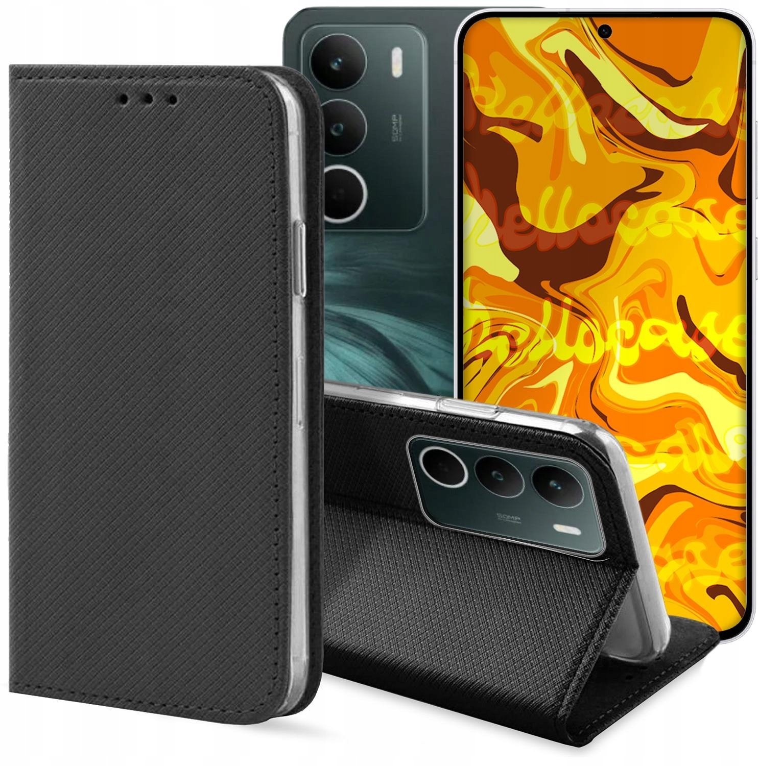 Hello Case Etui z Klapką Do Realme C71 4G (czarny, zamykany, magnetyczny, Kabura)