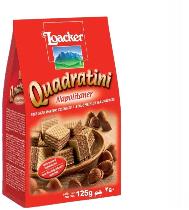 Wafelki z kremem orzechowym Quadratini 250g - Loacker