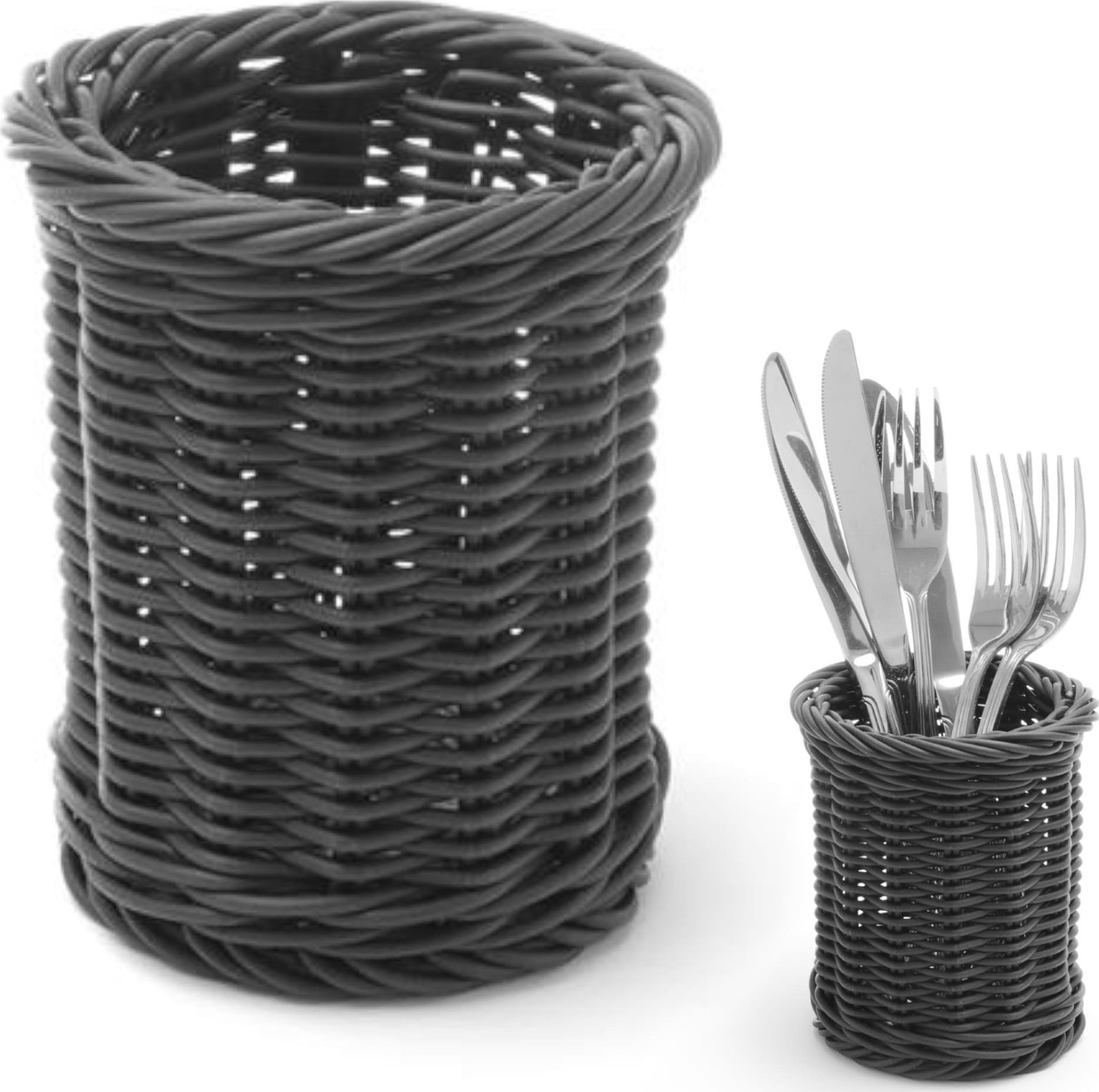 Hendi Koszyk na sztućce widelce noże łyżki okrągły czarny śr. 100x120 mm - Hendi 426210