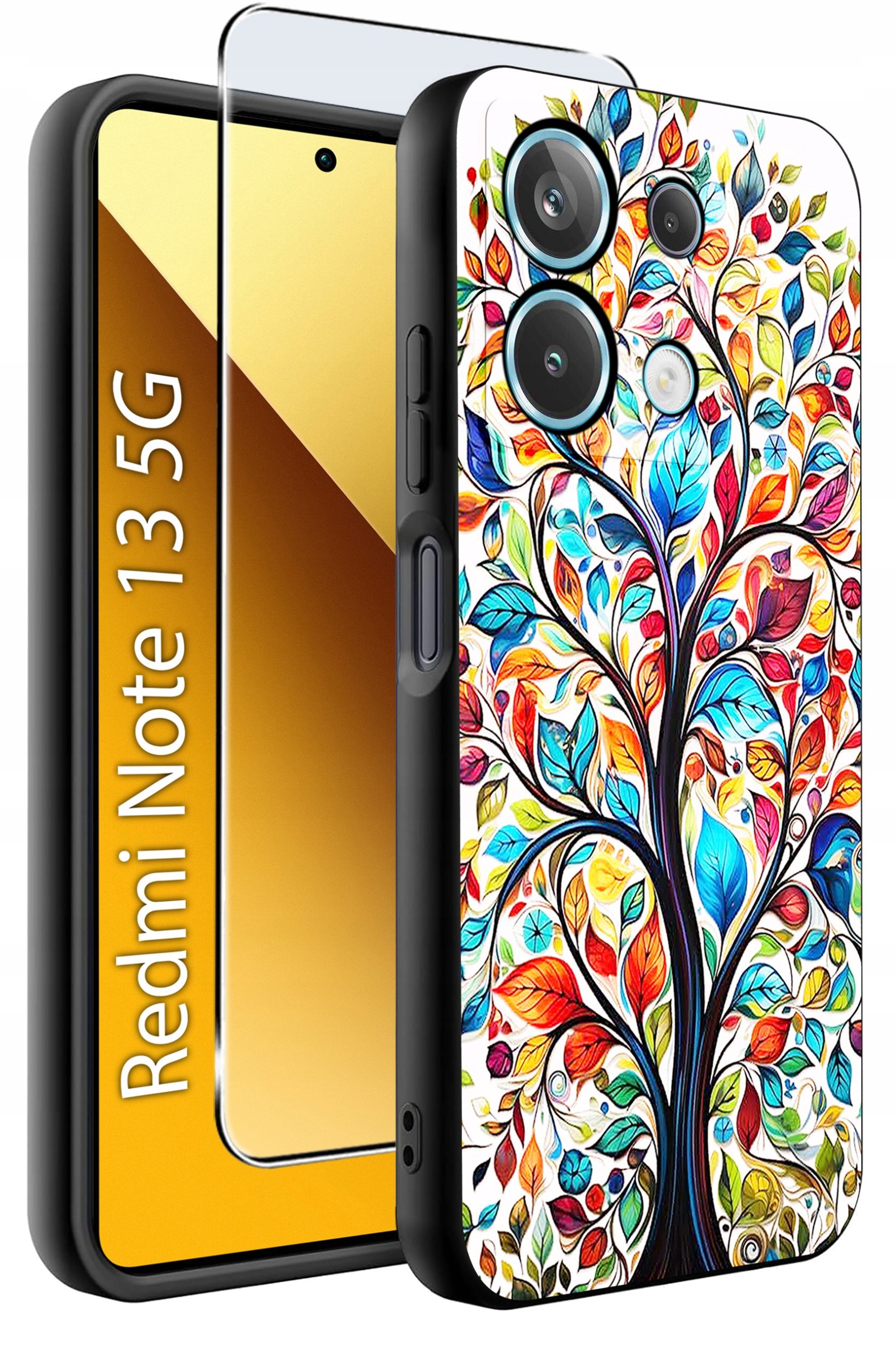 ETUI do Xiaomi Redmi Note 13 5G WZORY |SILIKONOWE MATT CASE +SZKŁO 9H