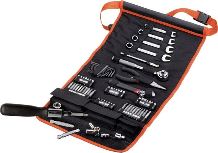 Zestaw narzędzi Black+Decker BLACK+DECKER Mechanic Set with Roll Bag 76 Piece Tool Set (Black/Orange)