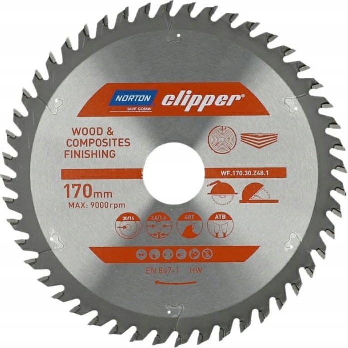 Norton NORTON PIŁA TARCZOWA 170mm x 30mm x 48z DREWNO I KOMPOZYTY ATB (2,6 / 1,6)