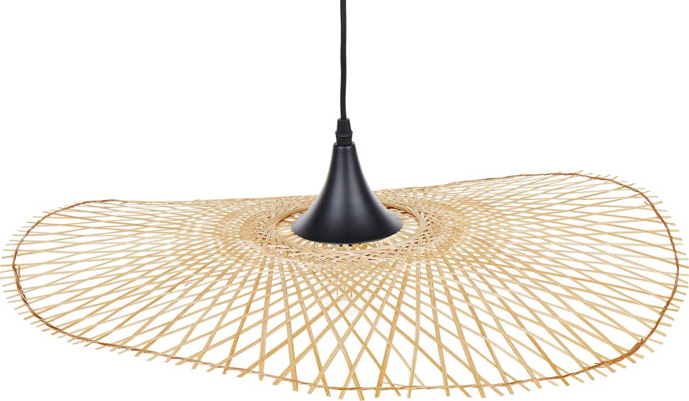 Lampa wisząca Beliani Lampa wisząca bambusowa 60 cm jasne drewno FLOYD