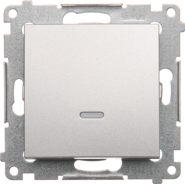 Kontakt-Simon Łącznik pojedynczy Simon 54 z podświetleniem 16AX 250V srebrny mat (DW1AL.01/43)