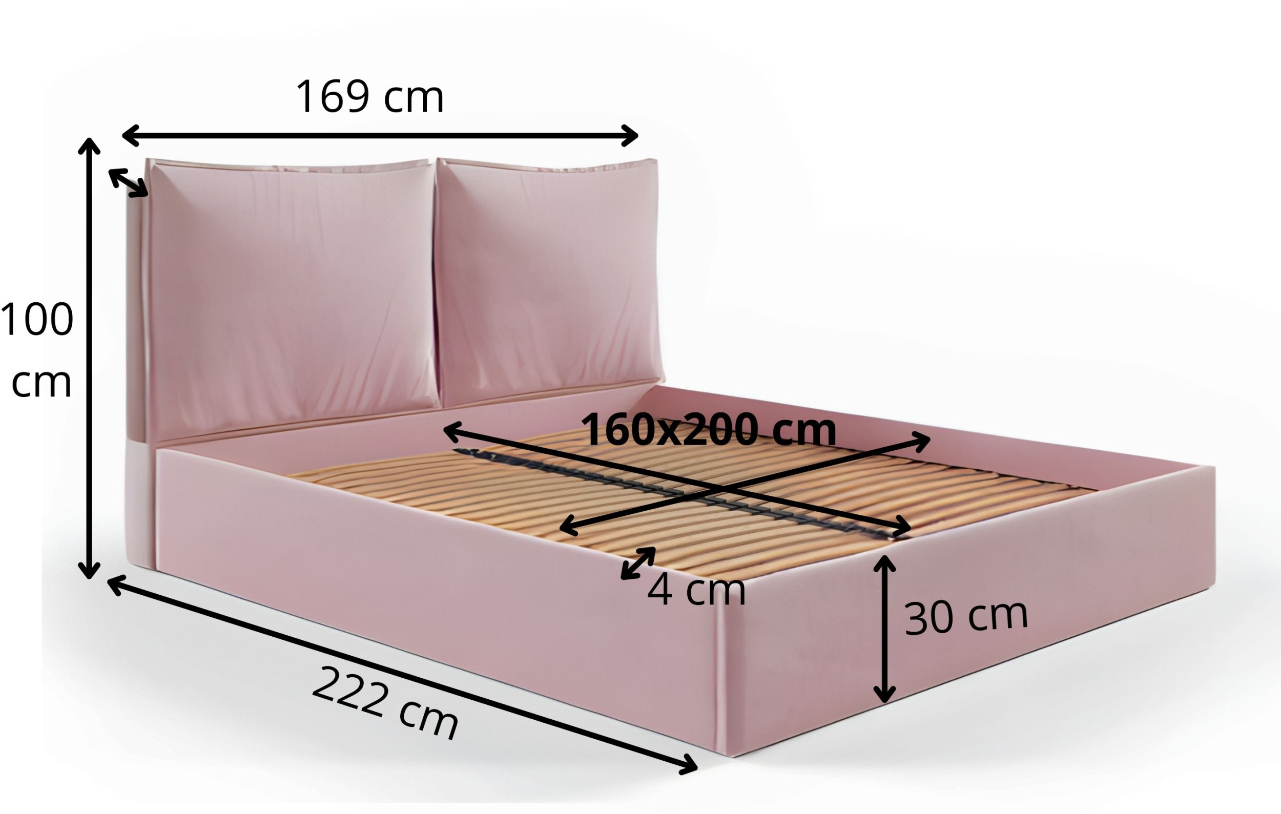 Łóżko 160x200 z pojemnikiem , metalowy stelaż GLAM riviera 62