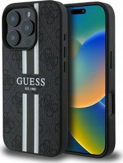 Guess GUHMP16LP4RPSK iPhone 16 Pro 6.3" czarny/black hardcase 4G Printed Stripes MagSafe