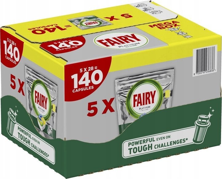 Fairy Kapsułki do zmywarki Platinum All in One Lemon 140 szt. BOX (5X28)