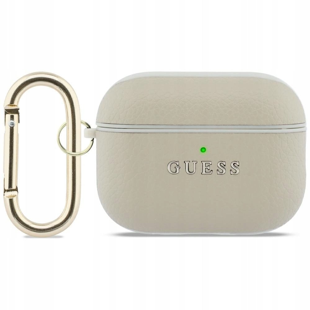 Etui Guess Grained Classic Logo Hook do Apple AirPods Pro 3 złoty