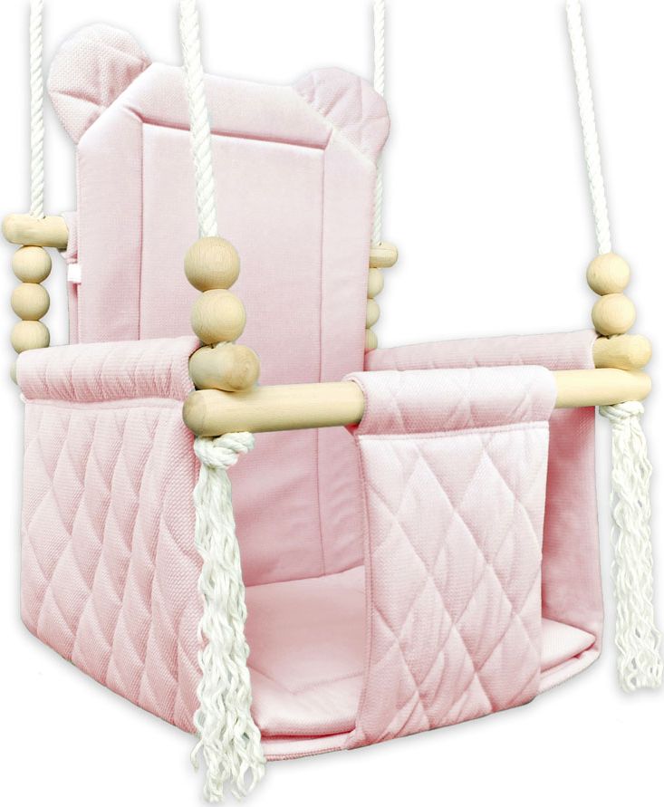 Huśtawka Elior Różowa kubełkowa huśtawka miś dla dziewczynki - Brisa