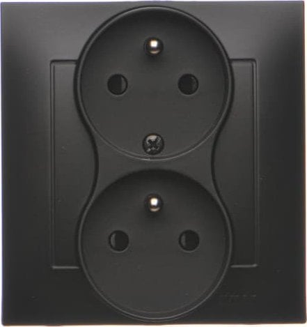 Kontakt-Simon Simon 54 Gniazdo z uziem. podw. z funkcją niezmienności faz z przesł. 16A 250V zac. śrub. nie do ramek czarny mat DGZ2TZ/49