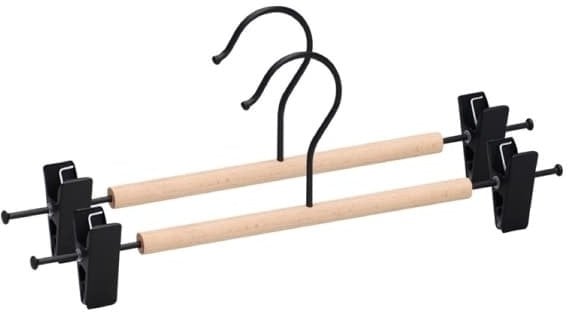 METAL HANGER WOOD ROUND BAR BLACK 2PCS