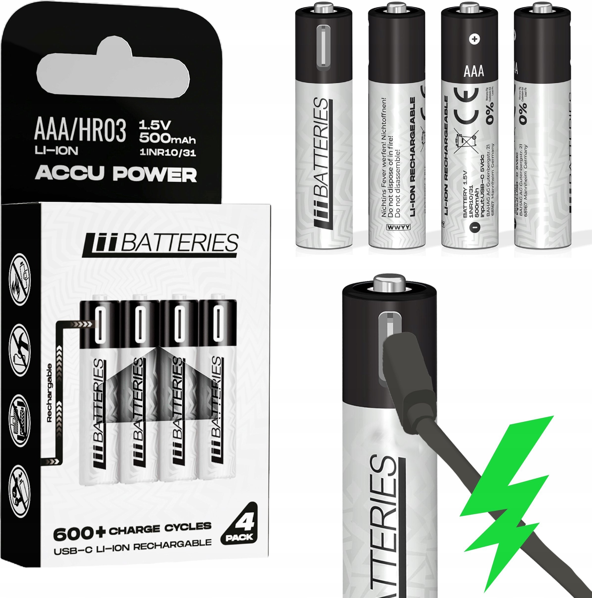 LiiBateries LIIBATTERIES AKUMULATORY LI-ON typ AAA 4szt