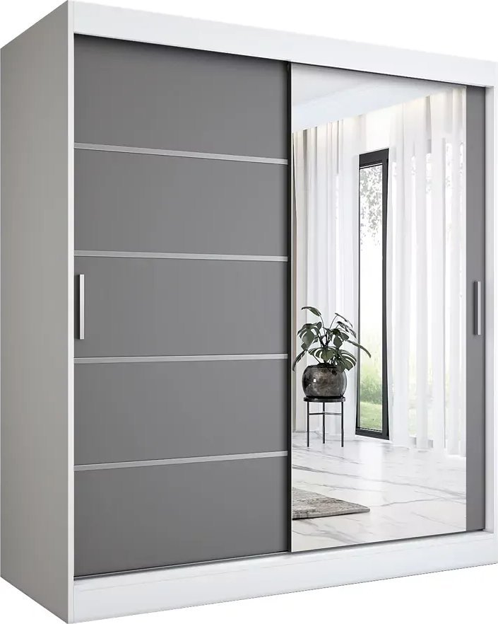 Elior Szafa przesuwna 180 cm biel + antracyt - Lorenza 5X