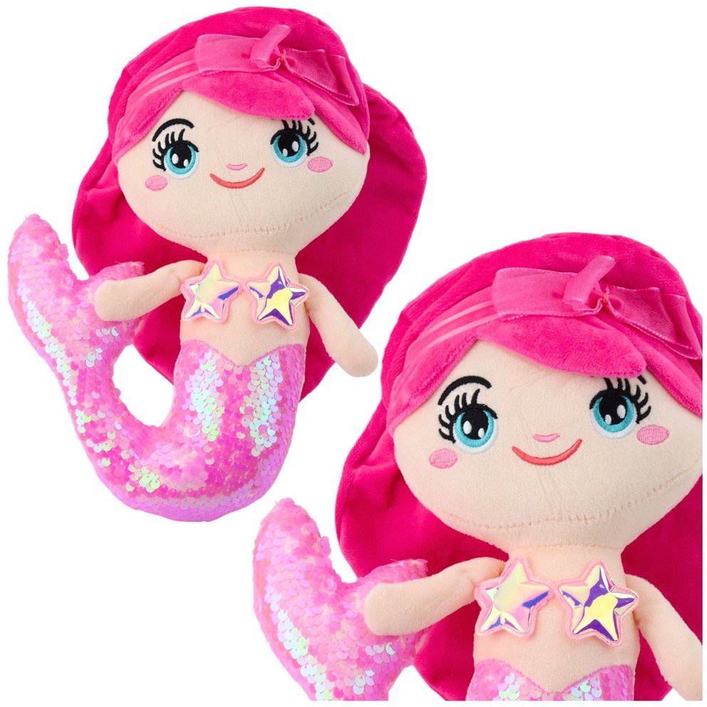 Pluszowa Syrenka Przytulanka Ogon W Cekiny Jasnoróżowa 28cm LEAN Toys