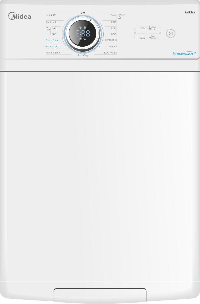 Pralka Midea Washing Machine | MF100T60B/W-HR | Energy efficiency class A | Top loading | Washing capacity 6 kg | 1200 RPM | Depth 61 cm | Width 40 cm