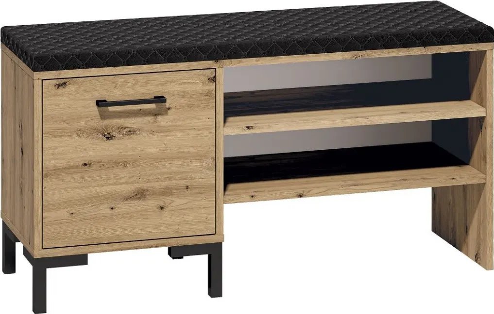 ML Meble Szafka na buty z siedziskiem NIKOLA 105 dąb artisan/czarna ML MEBLE