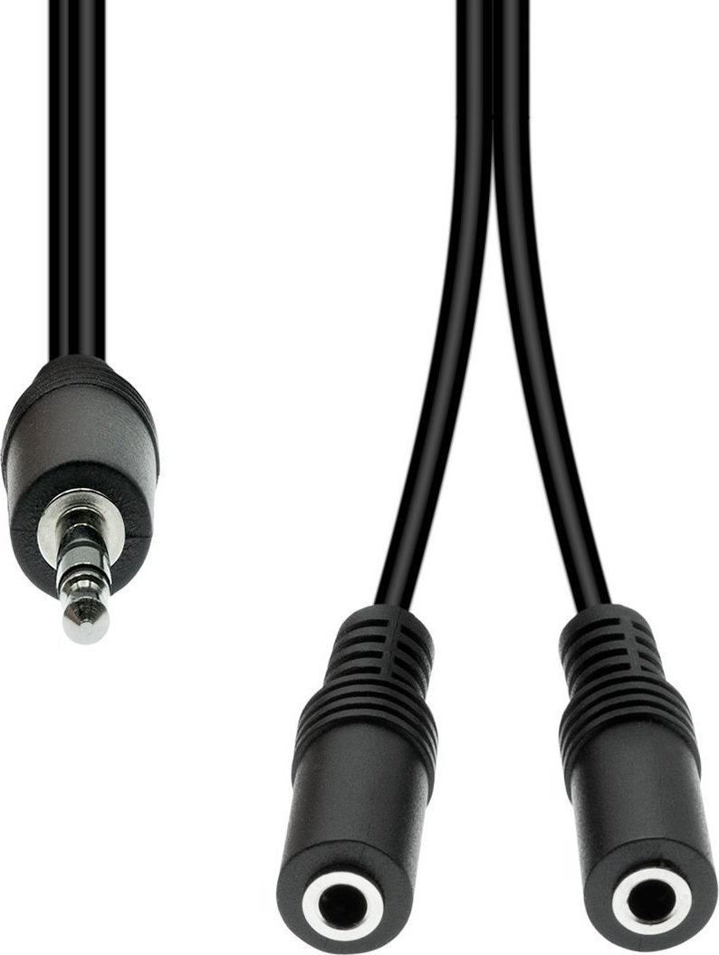 Kabel ProXtend Mini-Jack 3-Pin to 2x 2-Pin Cable M-F Black 20cm