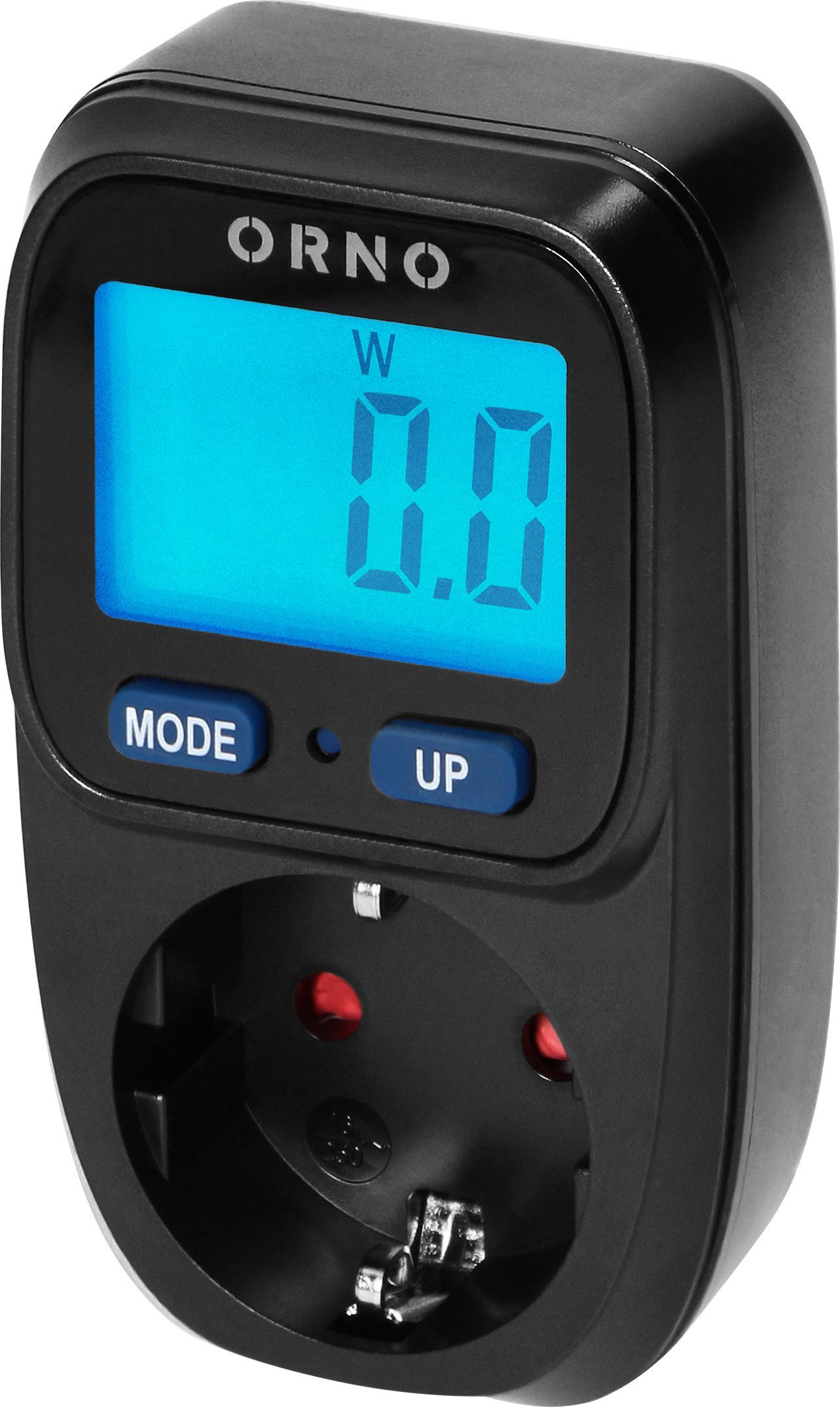 Orno Watomierz, kalkulator energii z podświetlanym wyświetlaczem LCD, wersja Schuko, czarny