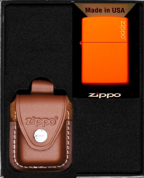 Zestaw ZIPPO Zapalniczka ORANGE MATTE LOGO Prezentowy No2