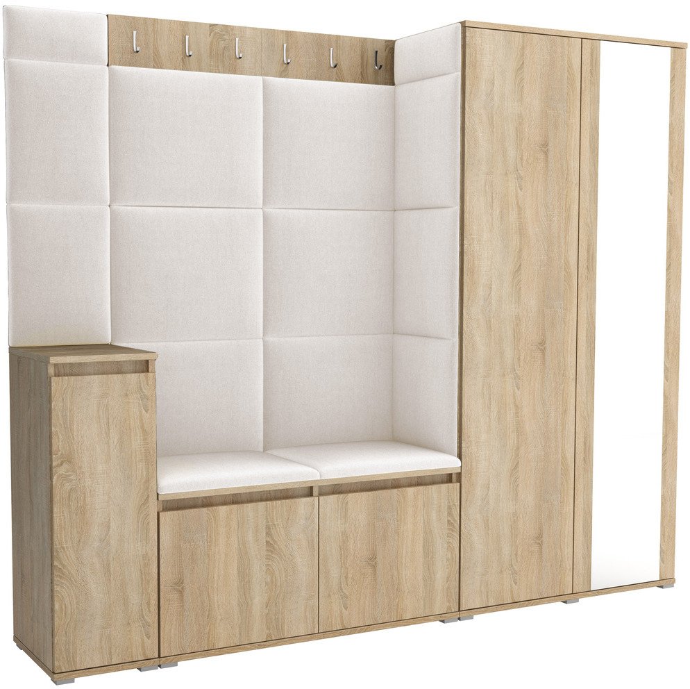 Tapicerowana garderoba Noris VIII z lustrem - kolor sonoma + tkanina Trinity 01