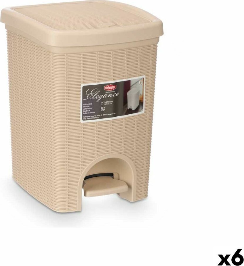 Kosz na Śmieci Stefanplast 30796 Beżowy Plastikowy 20 L (6 Sztuk)