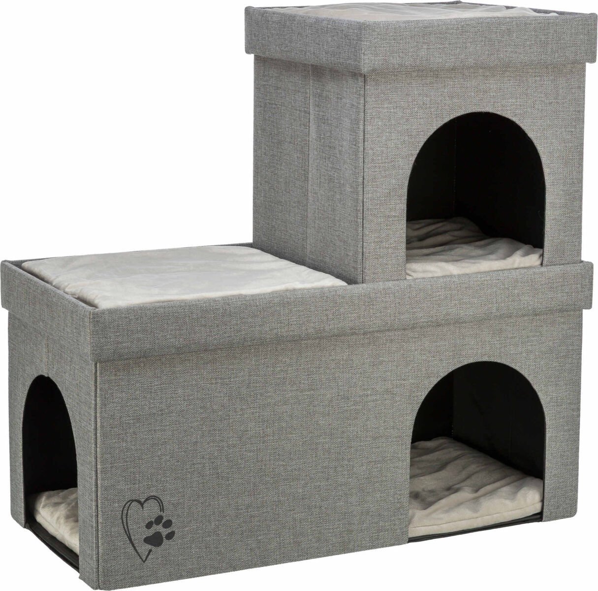 Kimy, legowisko zamknięte, dla kota, jasnoszare, 76 x72 x 37 cm, dwupiętrowe