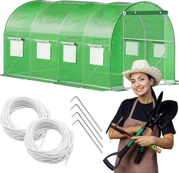 Springos Szklarnia ogrodowa foliowa UV4 140g/m2 4,5x2x2 m zielona UNIWERSALNY