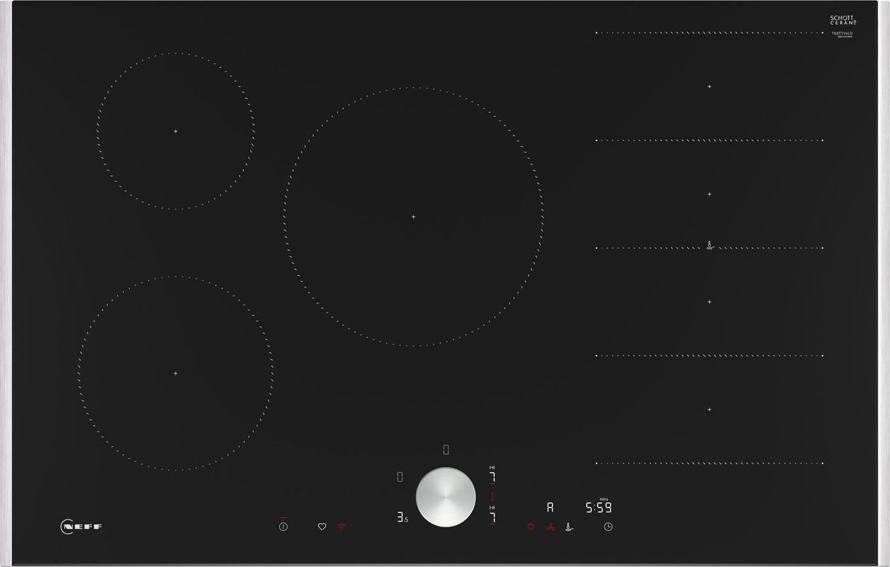 Płyta grzewcza Neff Neff T68TTV4L0 N 90, self-sufficient hob (black/stainless steel, 80 cm)